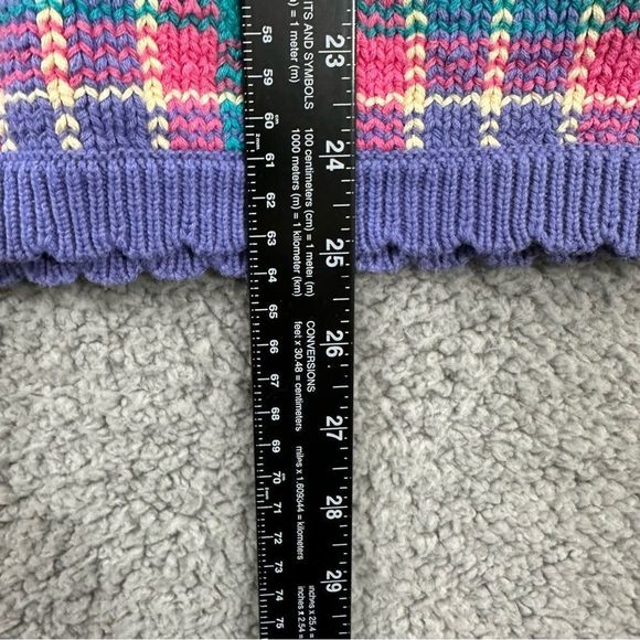 VTG Rainbow Reflections Plaid Floral V-Neck Sweater Womens Xl PreOwned - Picture 5 of 10